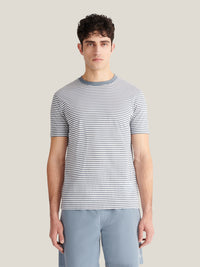 Noli Stripe Pique T-Shirt in Blue Mirage