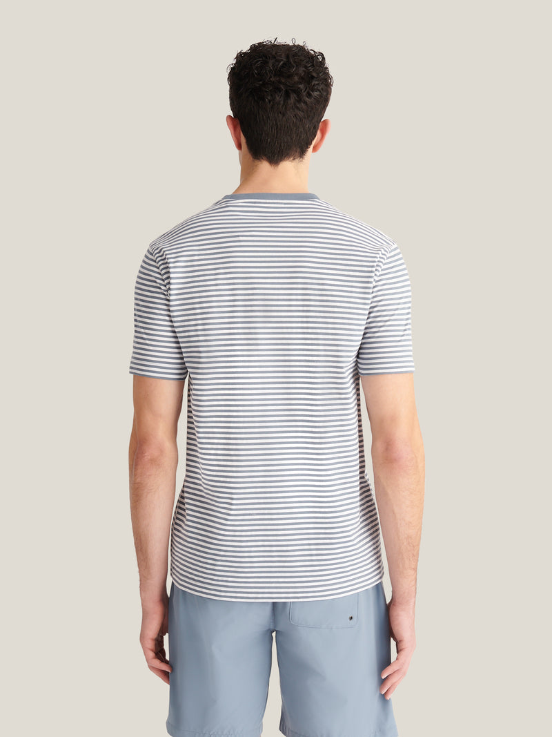 Noli Stripe Pique T-Shirt in Blue Mirage