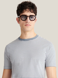 Noli Stripe Pique T-Shirt in Blue Mirage