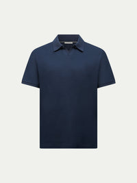 Portofino Open Collar Polo in Dark Sapphire Navy