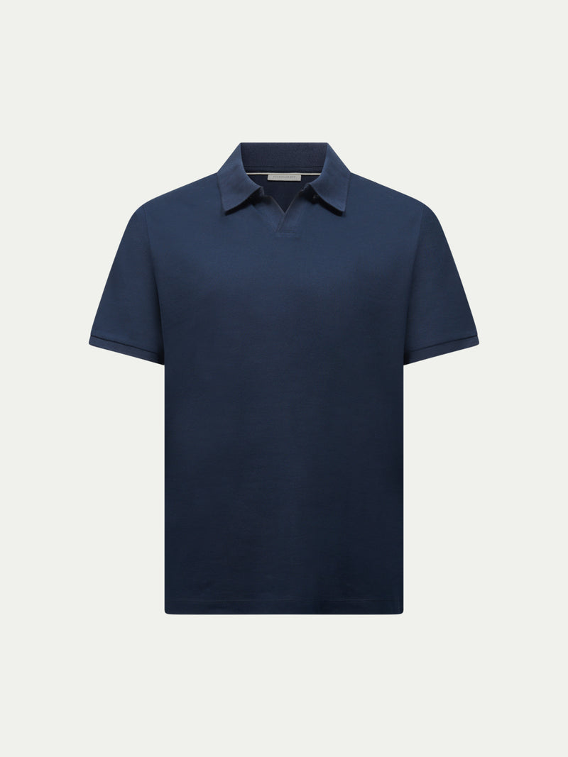 Portofino Open Collar Polo in Dark Sapphire Navy