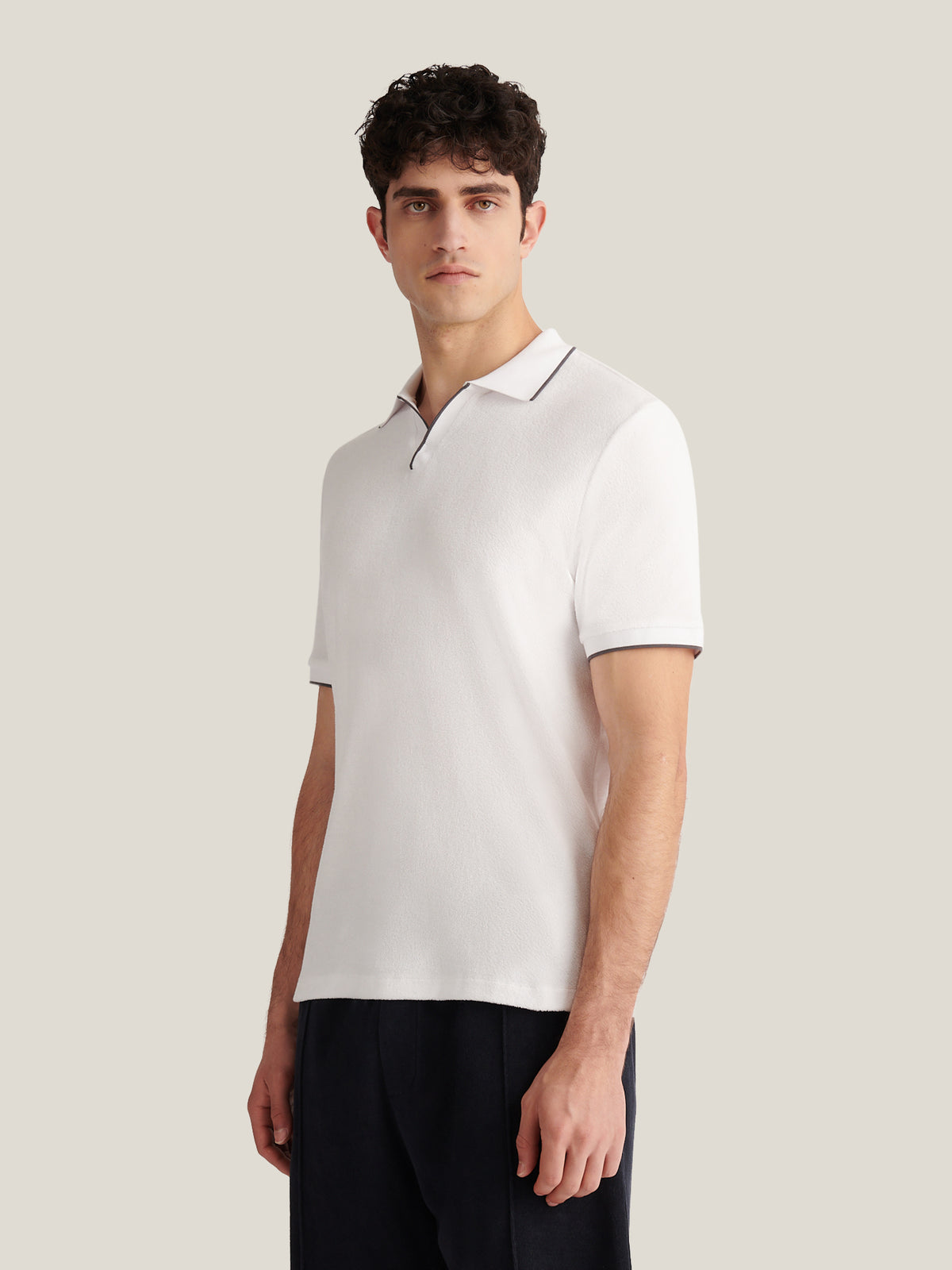 Bagni Towelling Polo in Bright White