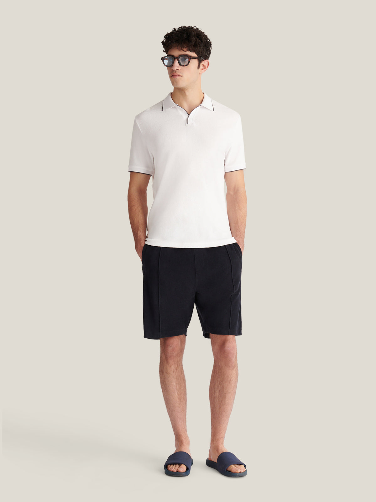Bagni Towelling Polo in Bright White