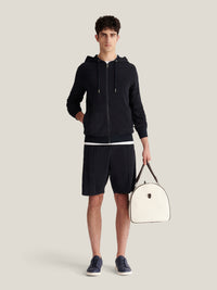 Bagni Towelling  Zip Hoodie in Dark Sapphire Navy