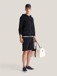 Bagni Towelling  Zip Hoodie in Dark Sapphire Navy