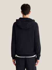 Bagni Towelling  Zip Hoodie in Dark Sapphire Navy