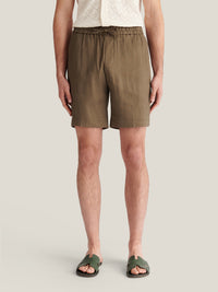 Marina Linen Blend Bermuda Short in Tea Leaf