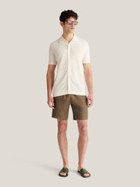 Marina Linen Blend Bermuda Short in Tea Leaf