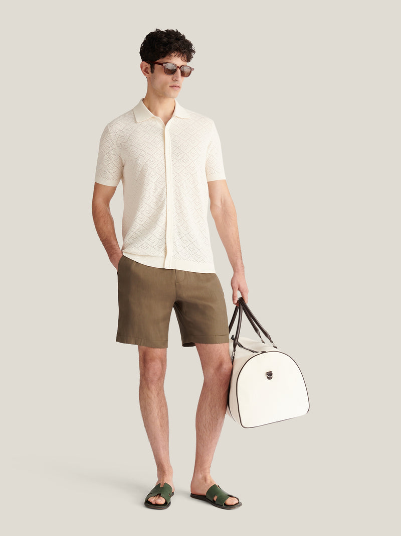 Marina Linen Blend Bermuda Short in Tea Leaf