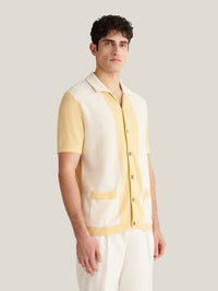 Sonny Open Stitch Revere Shirt in Reed Yellow