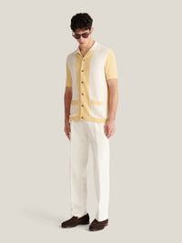 Sonny Open Stitch Revere Shirt in Reed Yellow