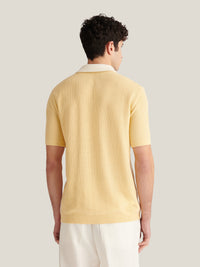 Sonny Open Stitch Revere Shirt in Reed Yellow