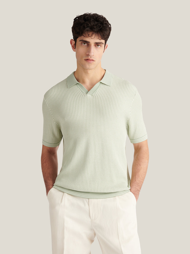 Sidney Revere Knit Polo in Seafoam