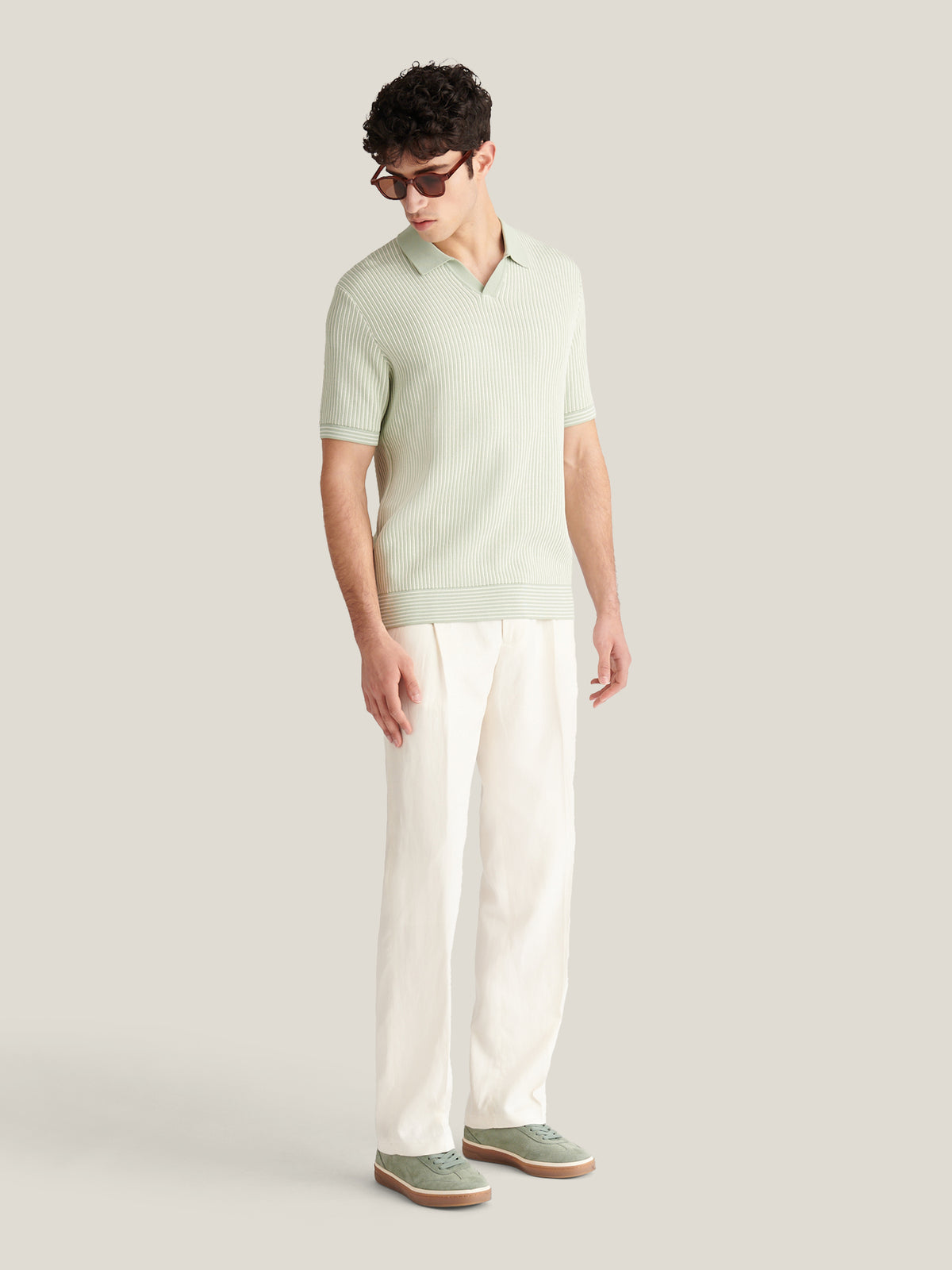 Sidney Revere Knit Polo in Seafoam