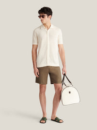 Rico Monogram Knit Shirt in Egret