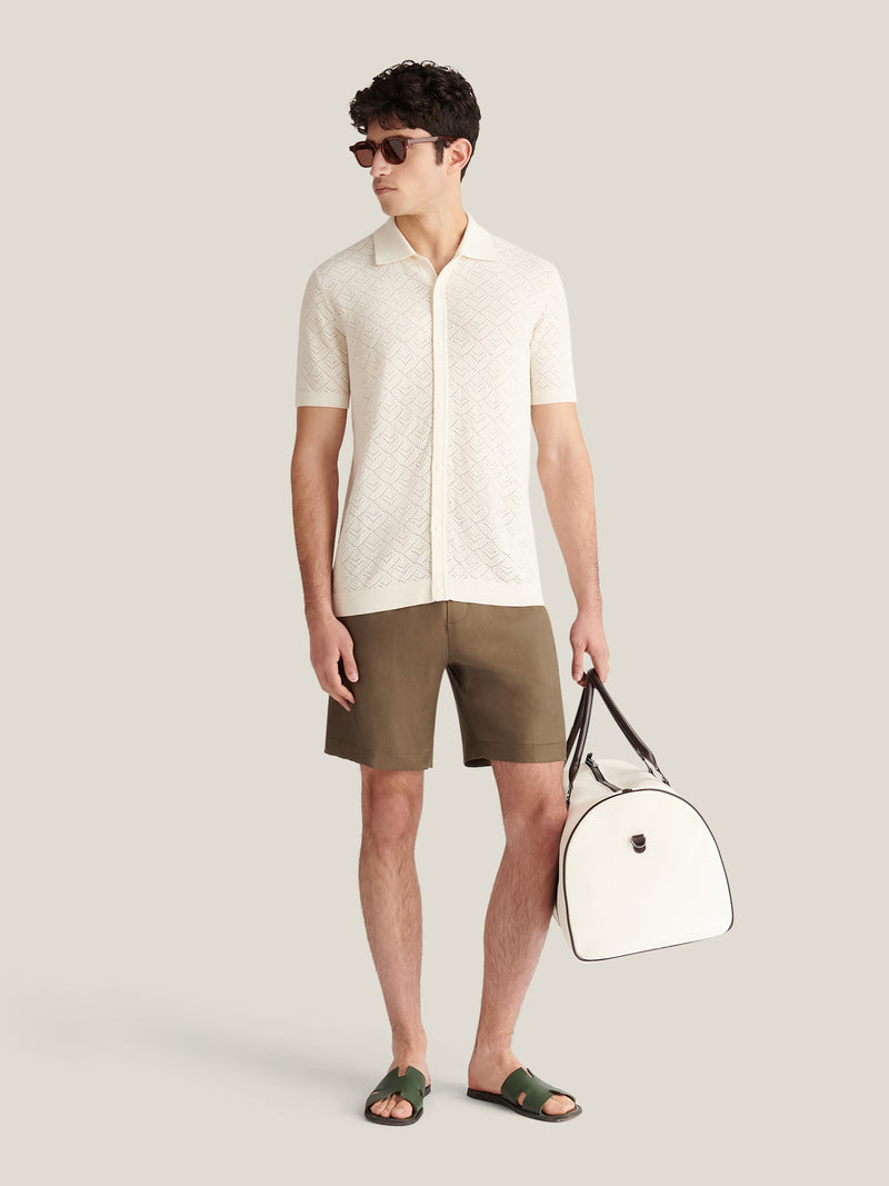 Rico Monogram Knit Shirt in Egret