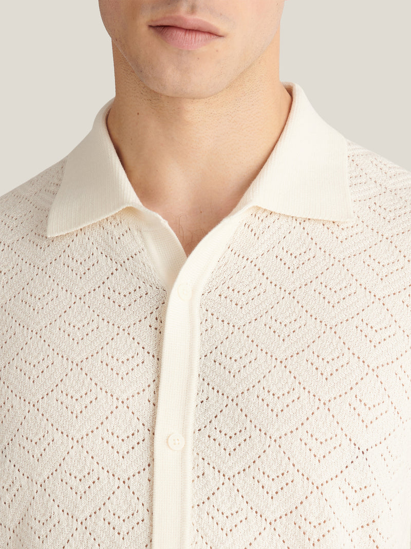 Rico Monogram Knit Shirt in Egret