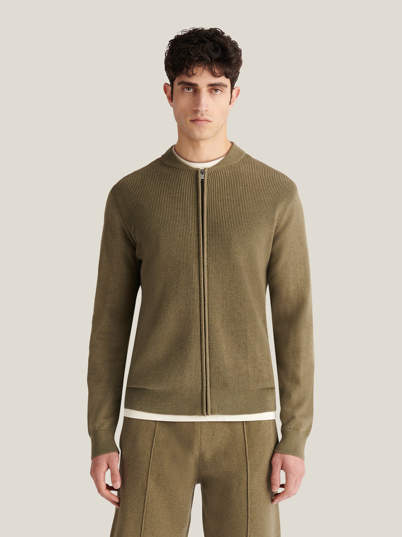 Milano Cardigan Knit Bomber in Tea Leaf