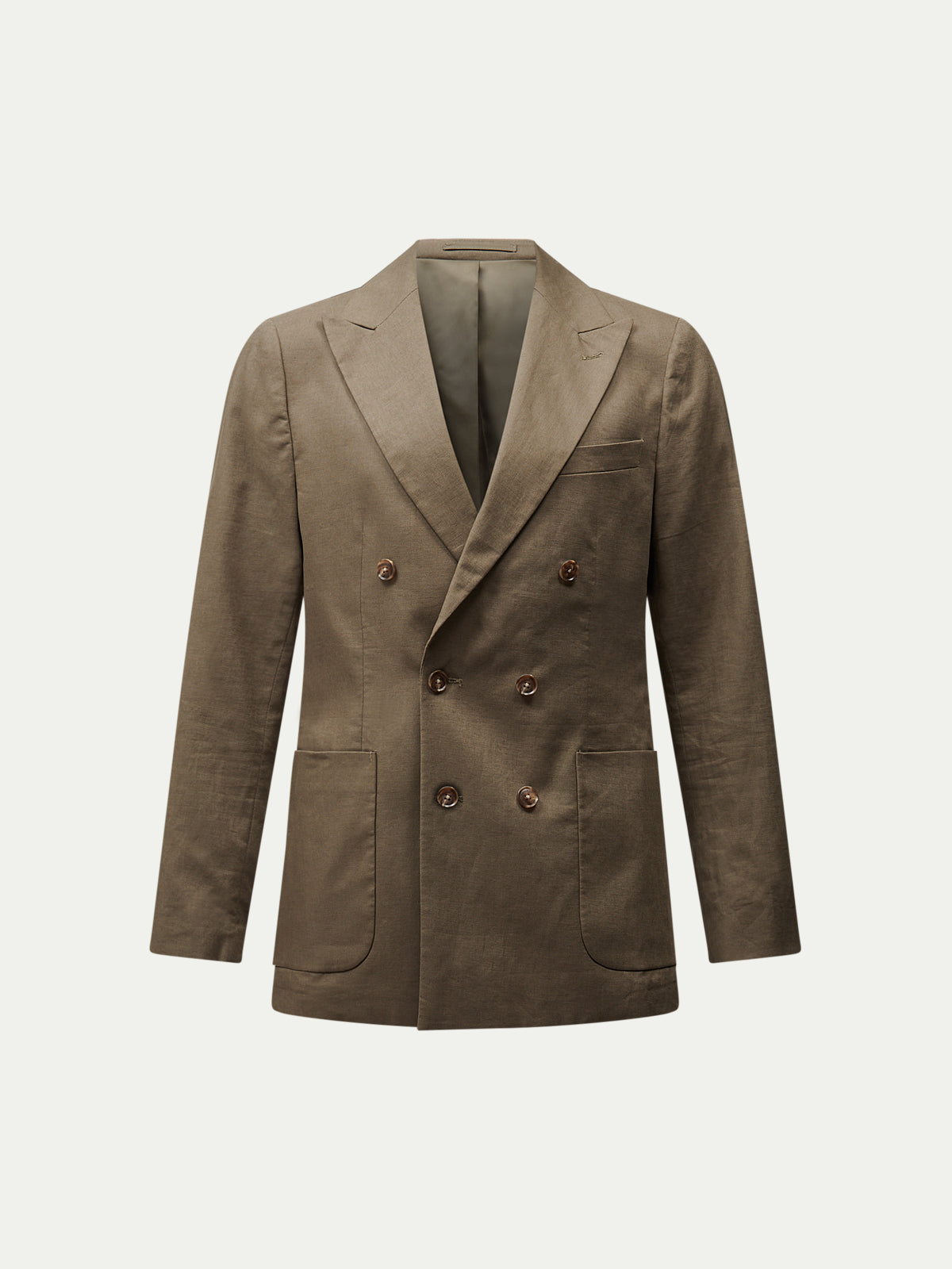 Castello Linen Blend Double Breasted Blazer in Tea Leaf