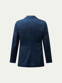 Castello Linen Blend Double Breasted Blazer in Dark Sapphire Navy