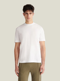 Devonshire Mercerised Cotton T-Shirt in Bright White