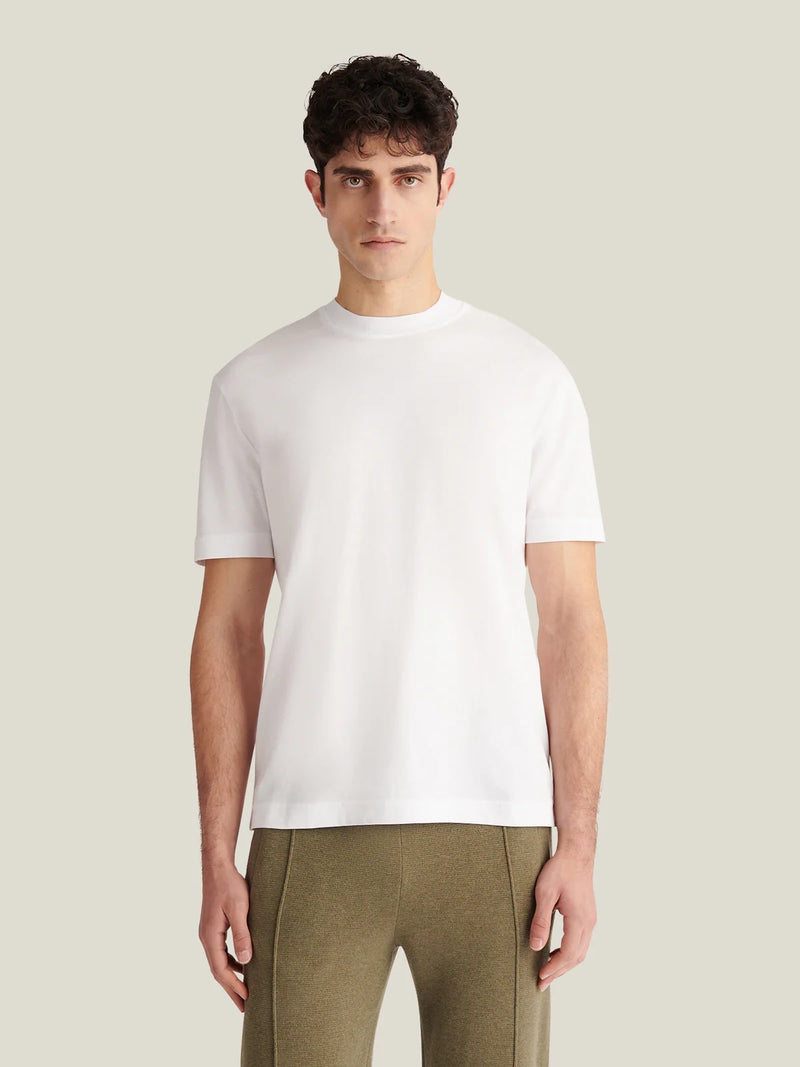 Devonshire Mercerised Cotton T-Shirt in Bright White