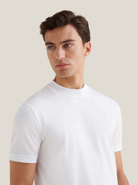 Devonshire Mercerised Cotton T-Shirt in Bright White