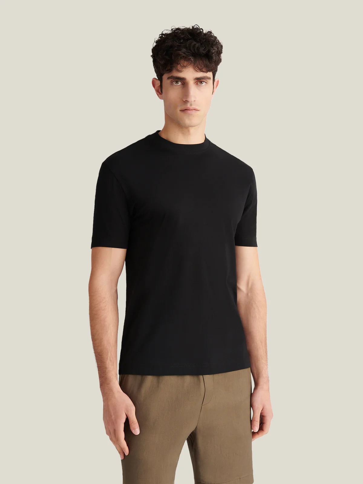 Devonshire Mercerised Cotton T-Shirt in Black