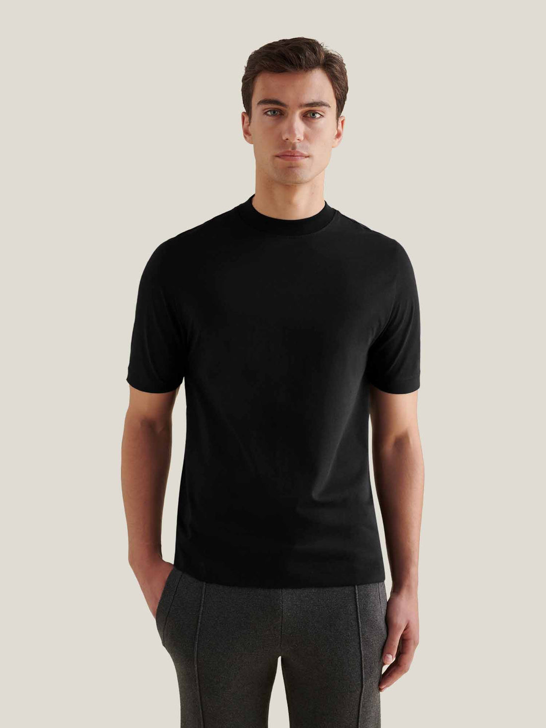 Mercerised Cotton T-Shirt Black
