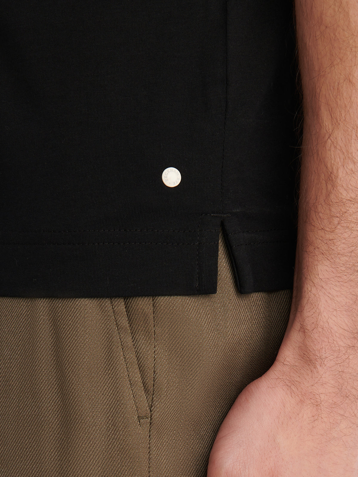 Devonshire Mercerised Cotton T-Shirt in Black