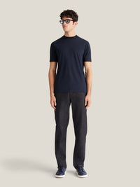 Devonshire Mercerised Cotton T-Shirt in Dark Sapphire Navy