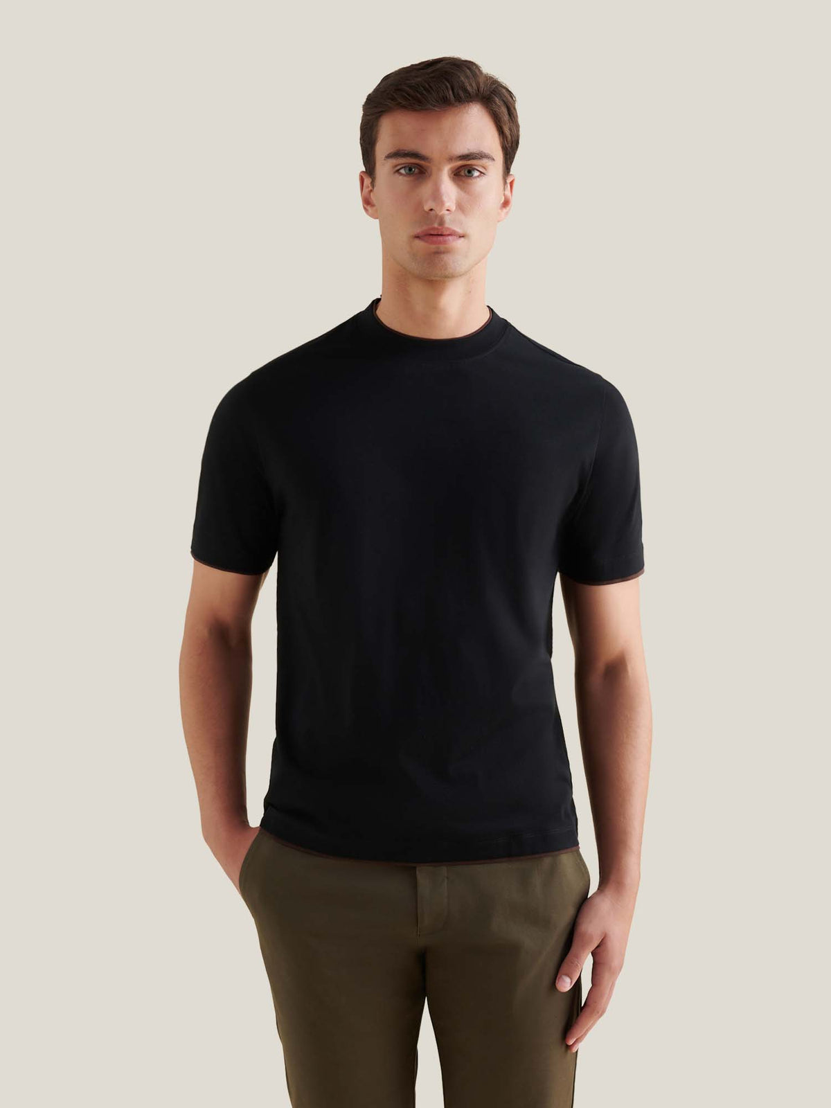 Double Layer Mercerised Cotton T-Shirt Black