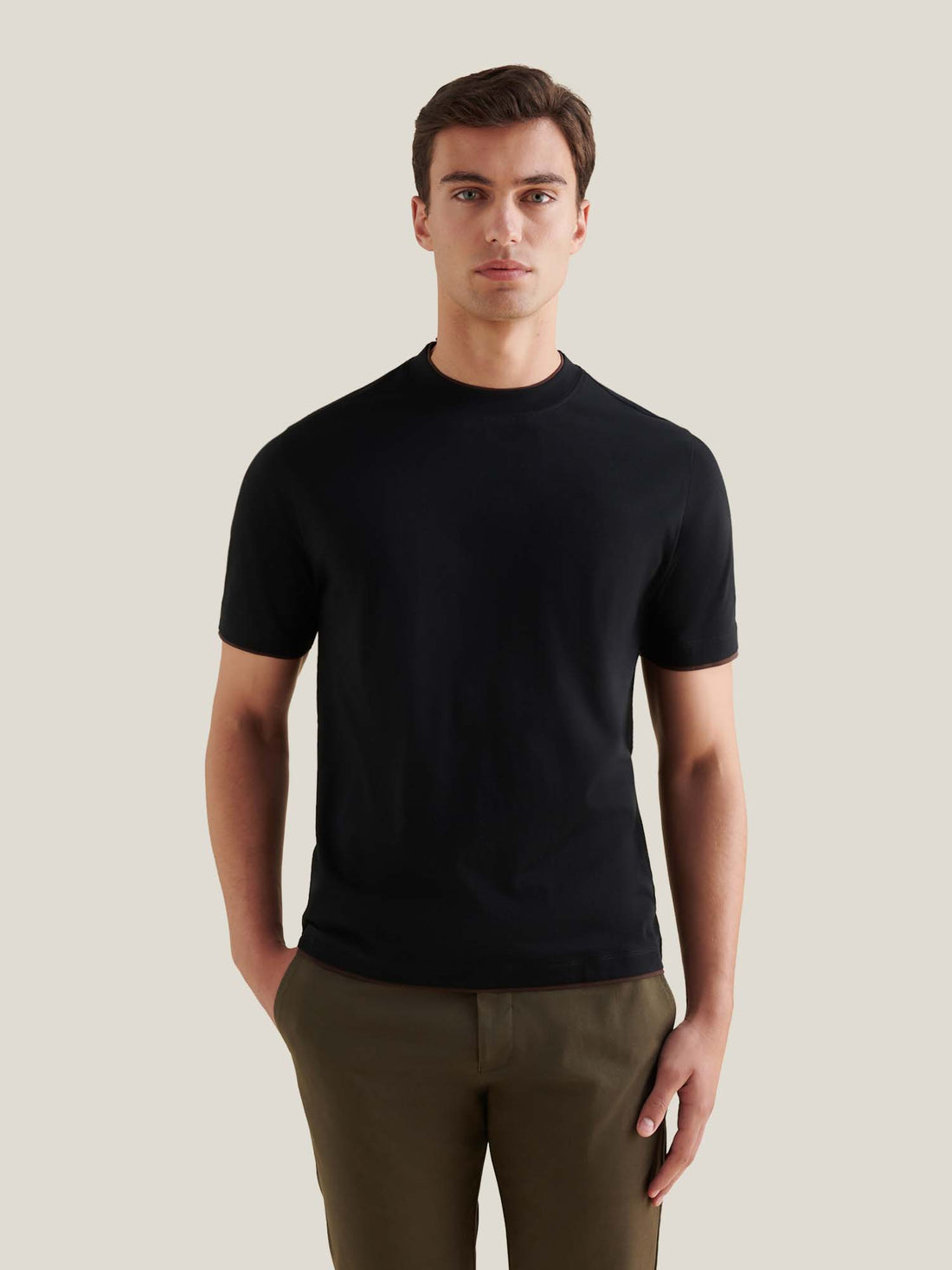 PECKHAM RYE MERCERISED DOUBLE LAYER SS T-SHIRT Black