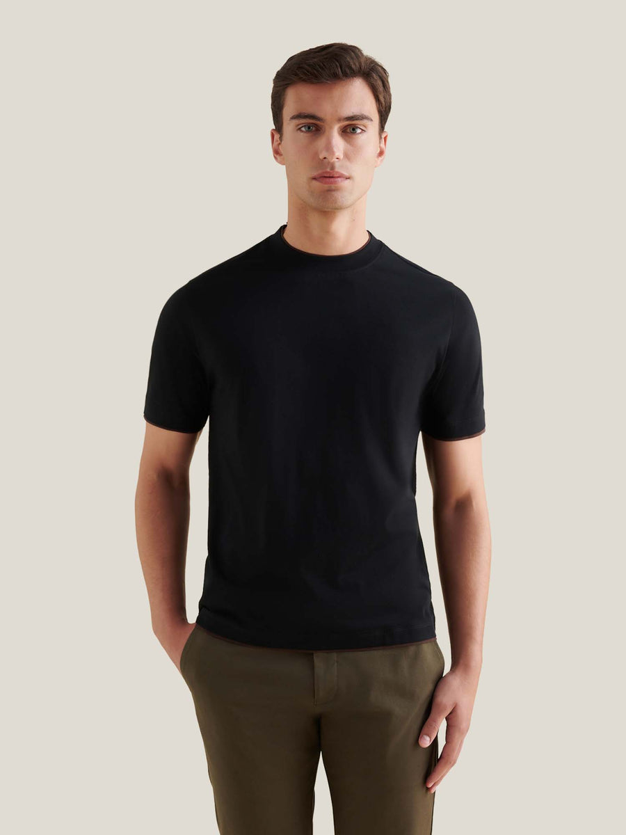 PECKHAM RYE MERCERISED DOUBLE LAYER SS T-SHIRT Black