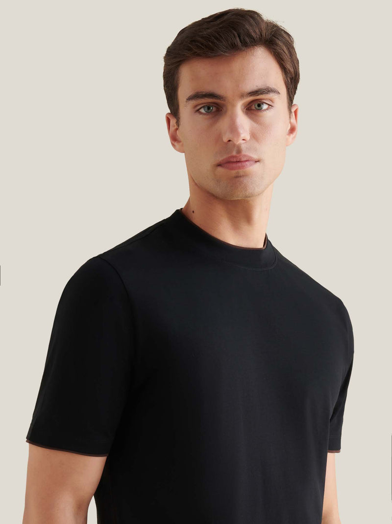Double Layer Mercerised Cotton T-Shirt Black