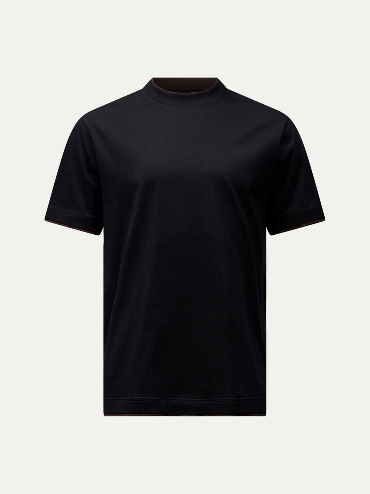Double Layer Mercerised Cotton T-Shirt Black