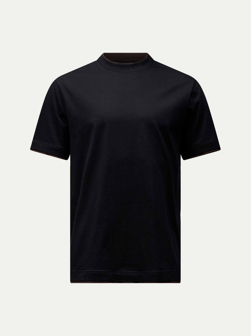 Double Layer Mercerised Cotton T-Shirt Black