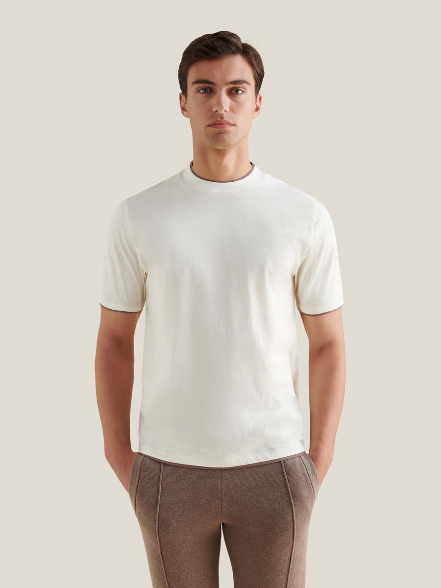 PECKHAM RYE MERCERISED DOUBLE LAYER SS T-SHIRT Egret
