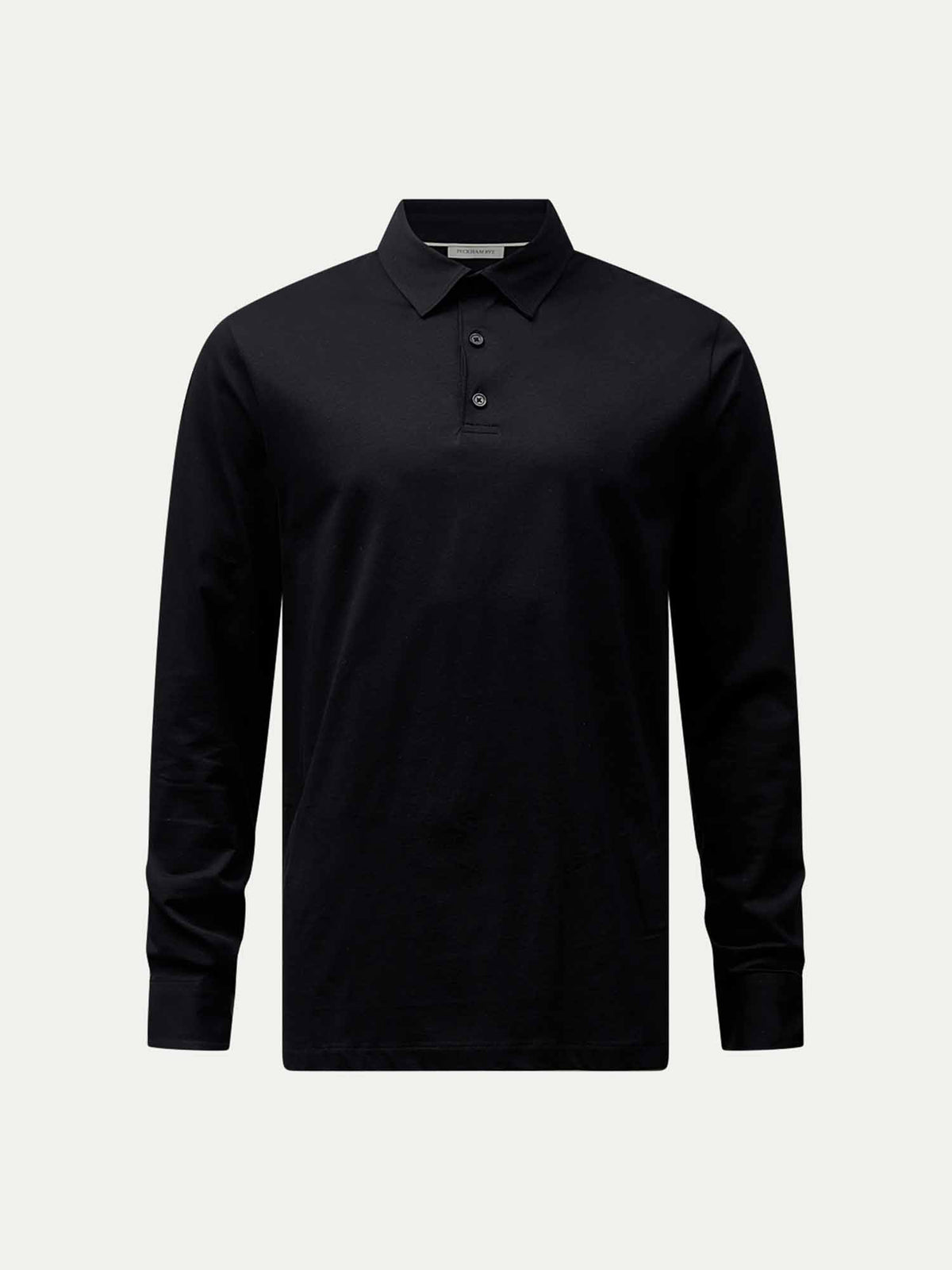 Wardour Mercerised Cotton Long Sleeve Polo Shirt in Black