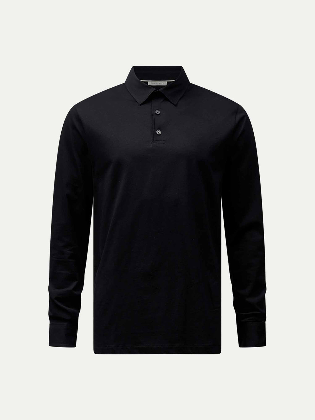 Mercerised Cotton Long Sleeve Polo Shirt Black