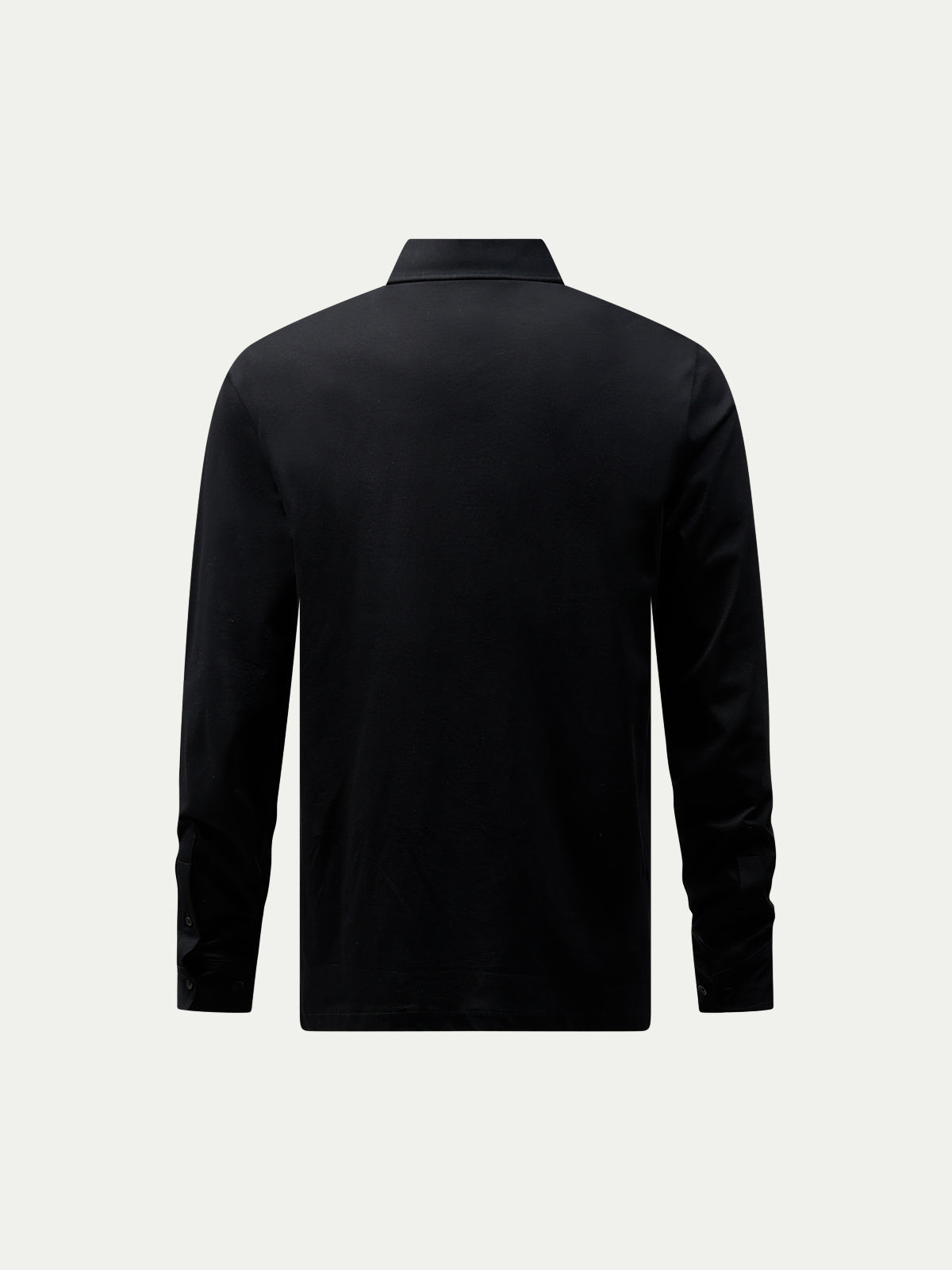 Wardour Mercerised Cotton Long Sleeve Polo Shirt in Black