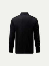 Wardour Mercerised Cotton Long Sleeve Polo Shirt in Black