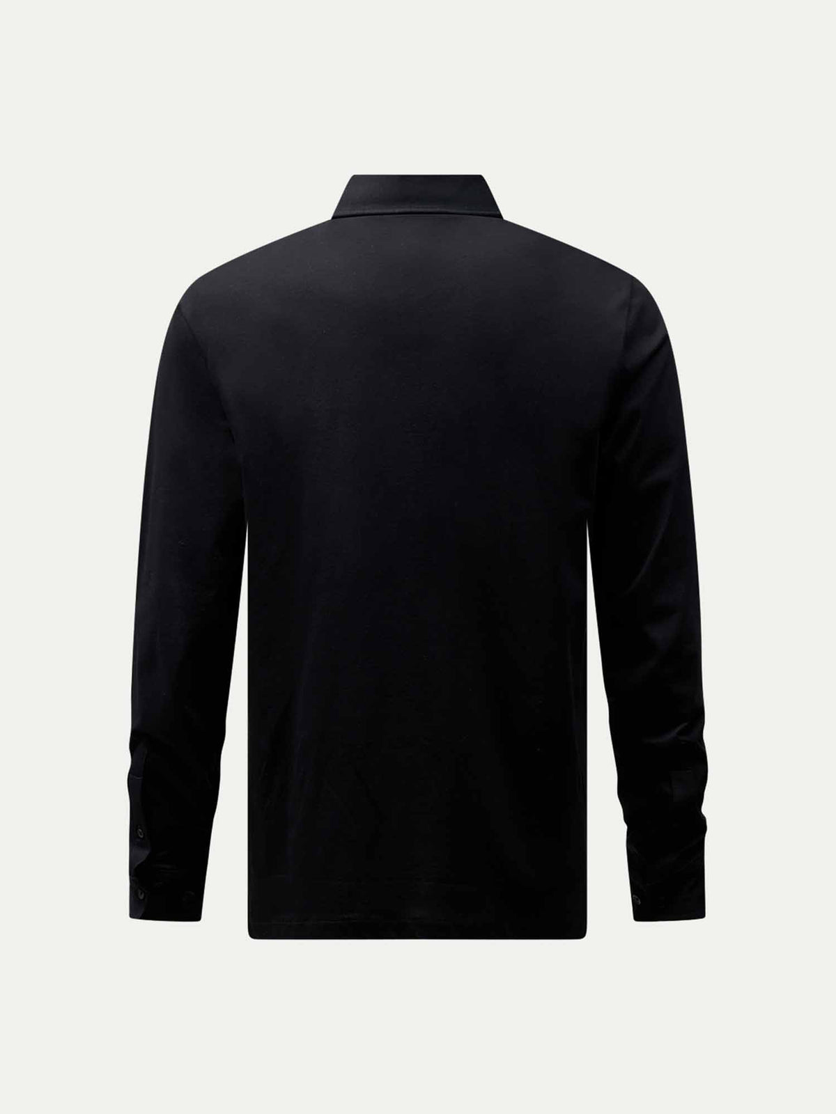 Wardour Mercerised Cotton Long Sleeve Polo Shirt in Black