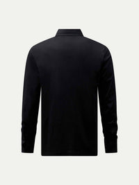 Wardour Mercerised Cotton Long Sleeve Polo Shirt in Black