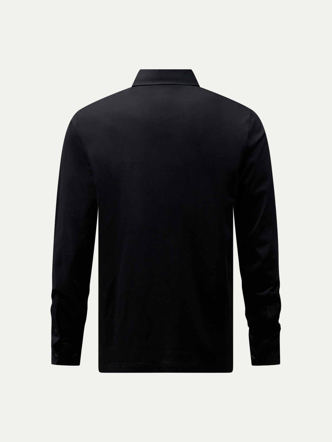 Mercerised Cotton Long Sleeve Polo Shirt Black