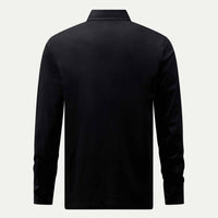 Mercerised Cotton Long Sleeve Polo Shirt Black