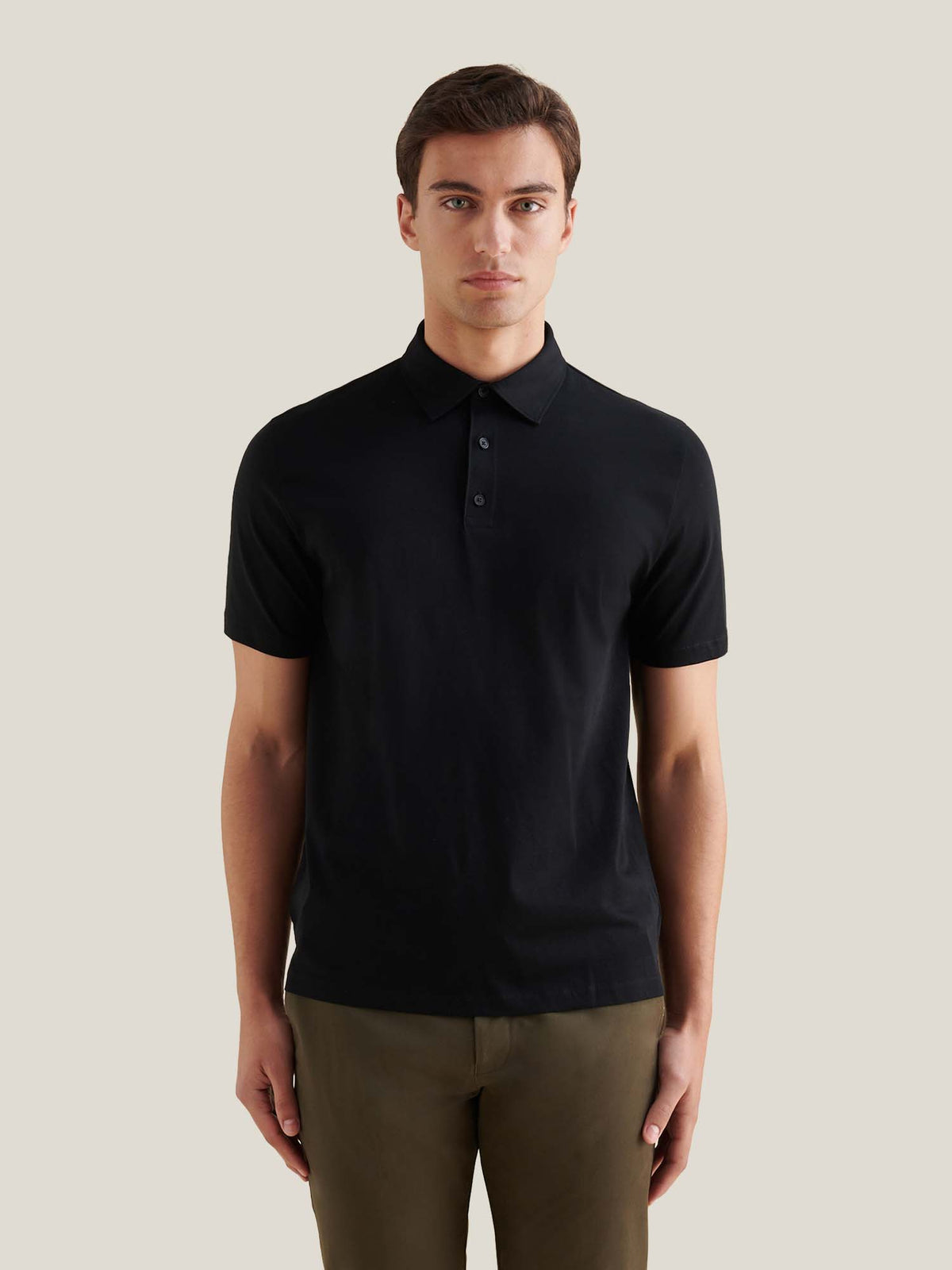 Wardour Mercerised Cotton Polo Shirt in Black