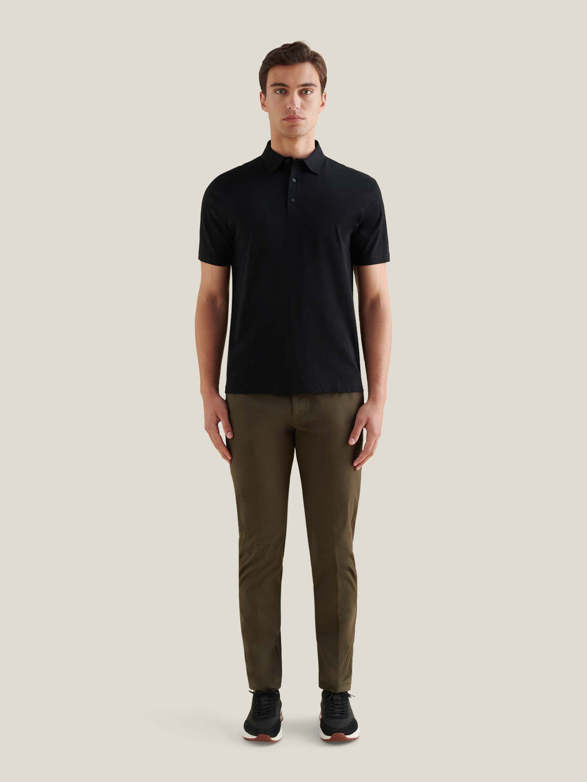 Wardour Mercerised Cotton Polo Shirt in Black