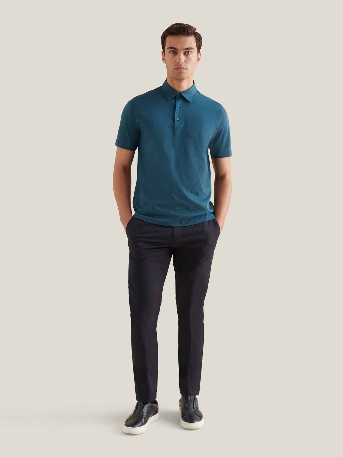 Wardour Mercerised Cotton Polo Shirt in Stargazer
