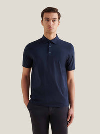 Wardour Mercerised Cotton Polo Shirt in Dark Sapphire Navy